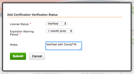 certification verifying